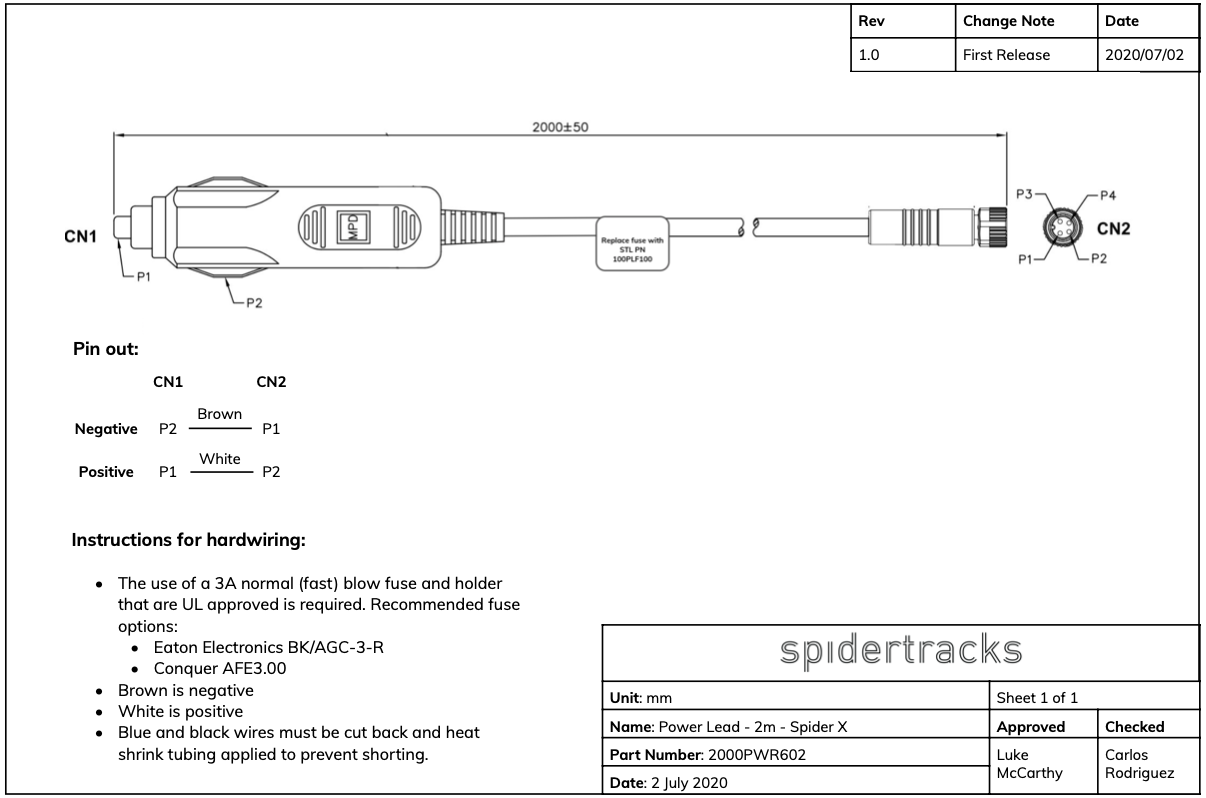 Power lead - Wiring diagram - Spider X